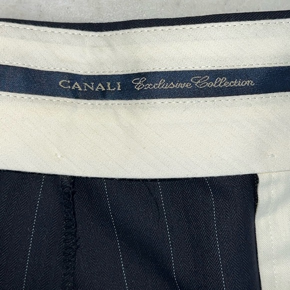 CANALI EXCLUSIVE COLLLECTION BLACK PIN-STRIPE WOOL SUIT - Picture 14 of 14